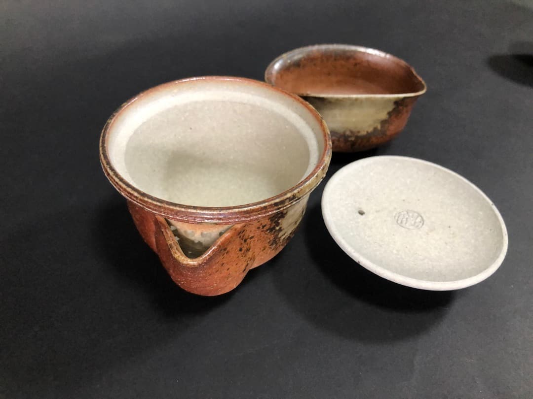 信楽焼　楽斎造　玉露茶器揃い　共箱　煎茶器　煎茶道具　茶道具