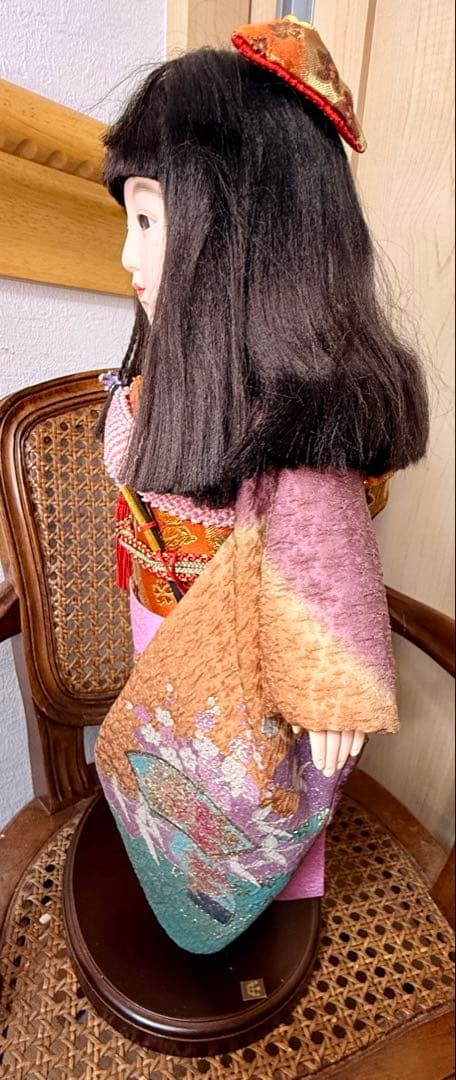 【お値下げ】豪華 飾り市松 市松人形 50cm 着物 玉虫色 日本人形