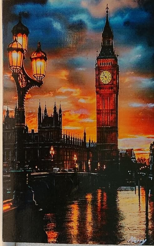 自作絵ロンドンの風景画 ビッグ・ベン
