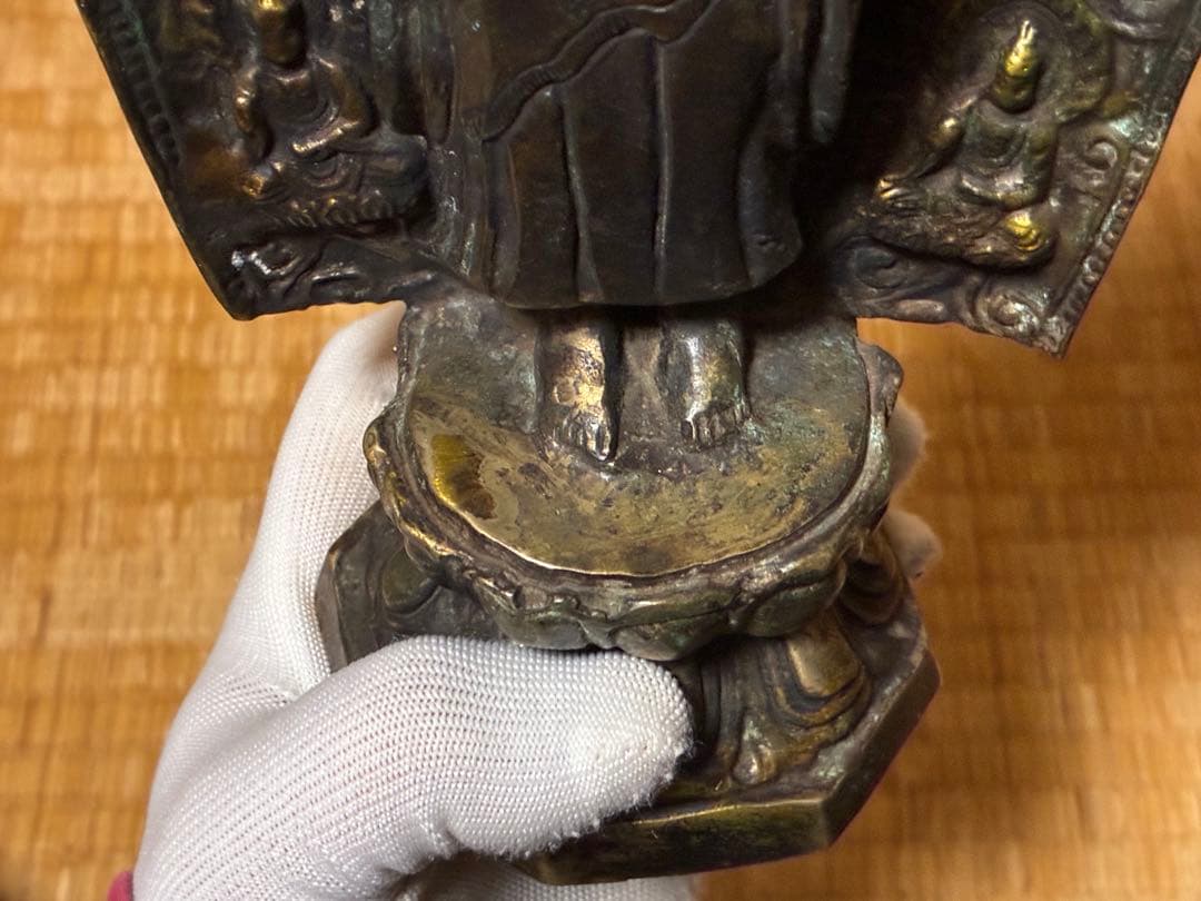 仏教美術 銅製 鍍金 塗金 仏像 時代物 中国 唐物 31.0㎝！