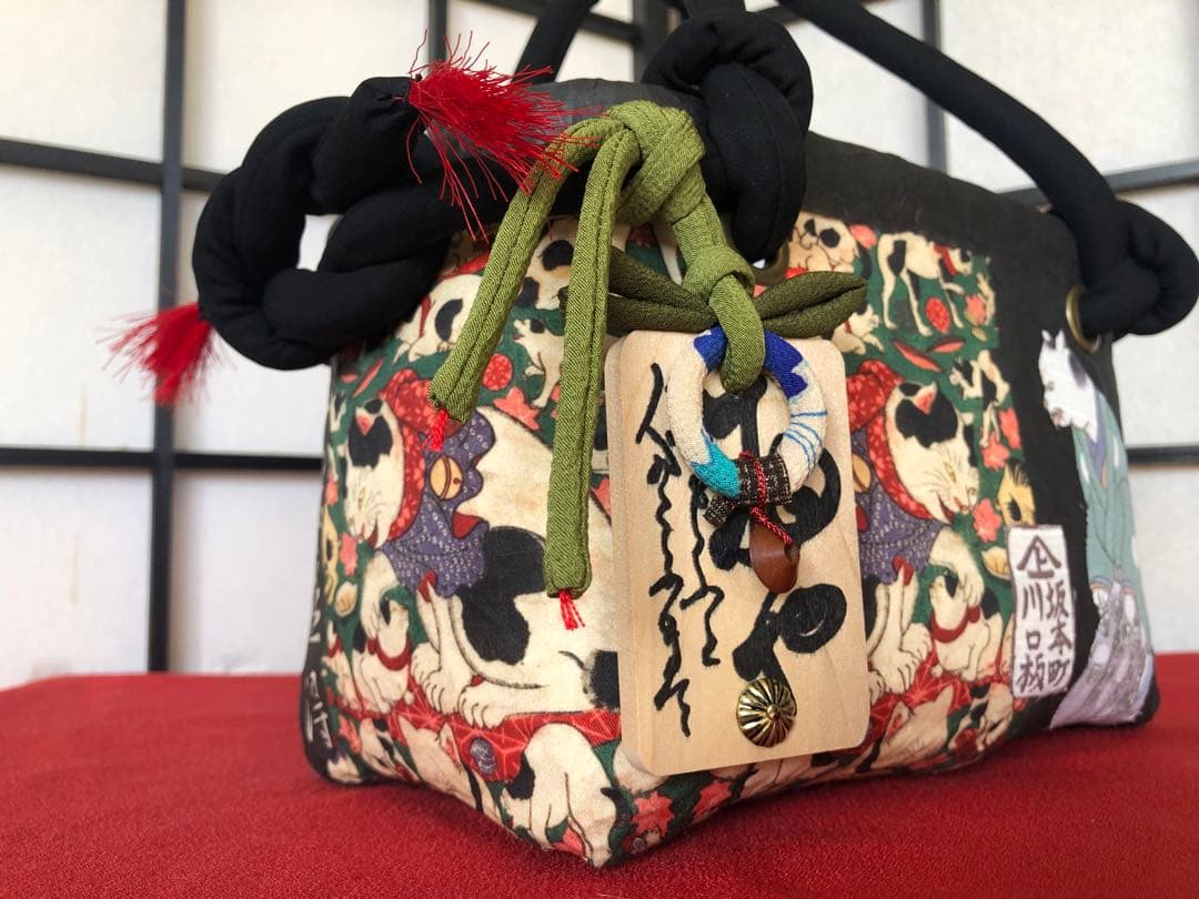 一閑張り　一閑張りバック　歌川国芳　浮世絵　猫