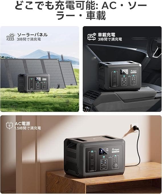 【毎日500円値引】Arkpaxポータブル電源 容量1024Wh 出力1200W