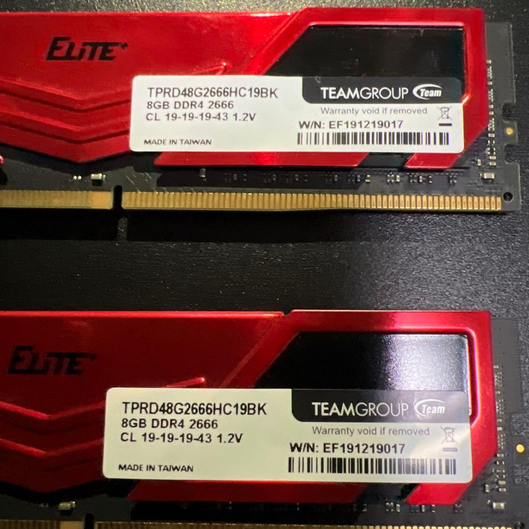 TEAM DDR4 2666MHz 8GBx2枚 デスクトップ用