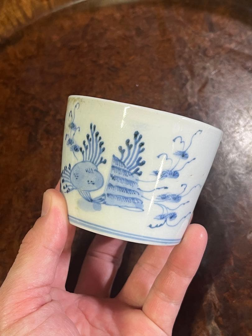 古伊万里　無傷完品　海底　貝　海藻　そば猪口　蕎麦猪口　そばちょこ　民藝　民芸