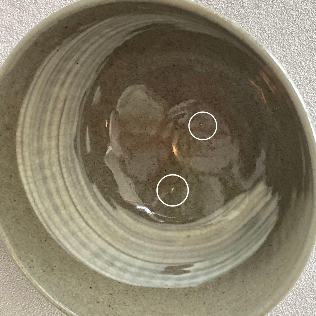 模様入り　グレー　陶器茶碗　抹茶碗