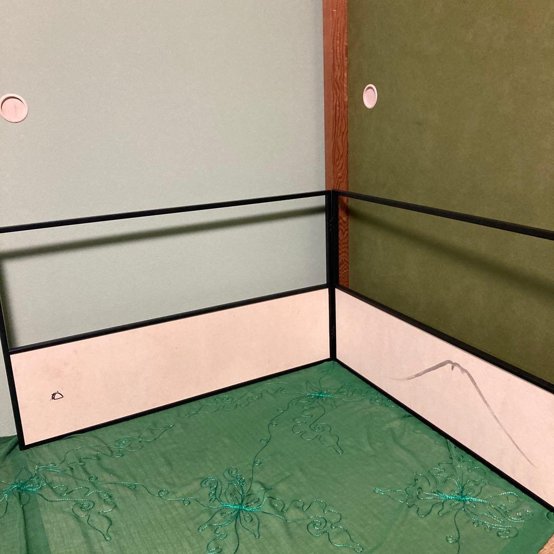 風炉先屏風　切箔➕富士画賛　両面使い