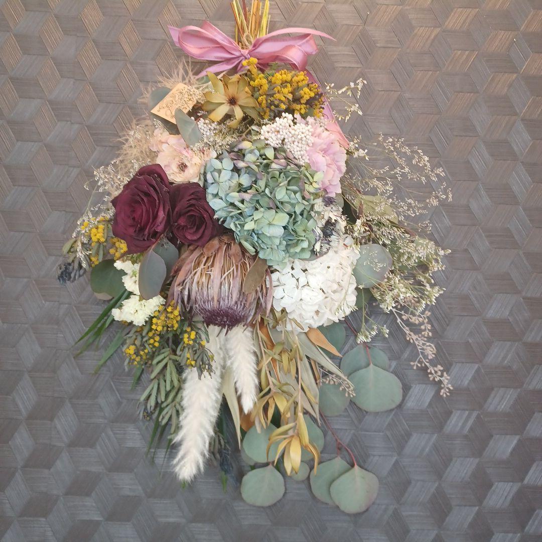 ドライフラワーリース スワッグ フラワーリース プロテア ハンドメイド 花束32