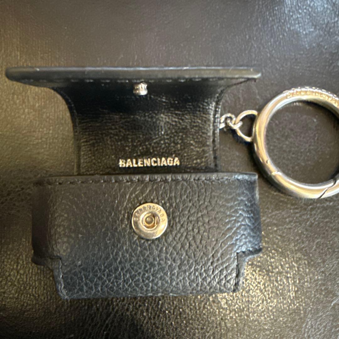 BALENCIAGA ブラックレザーキーホルダーケース airpods pro