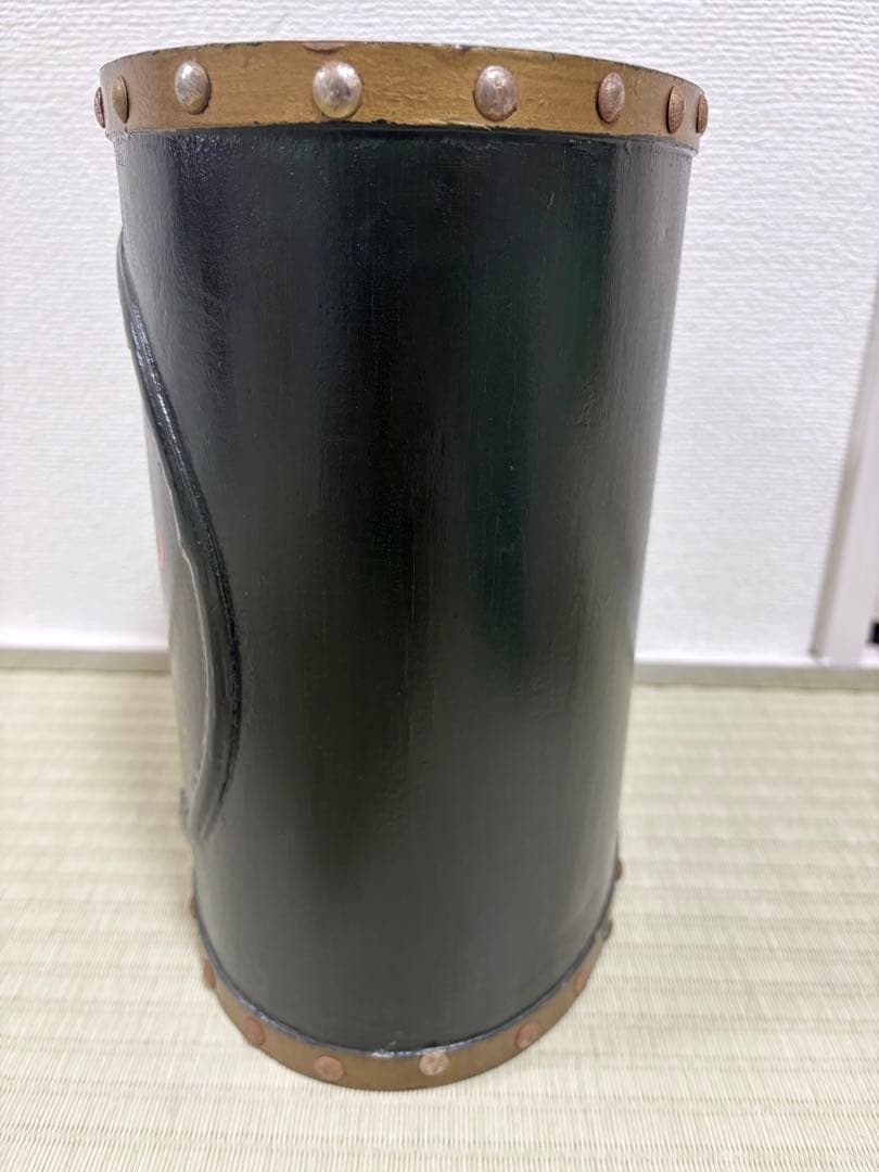 ヴィンテージ 木製 ダストボックス ゴミ箱 トールペイント 鋲打ち アンティーク