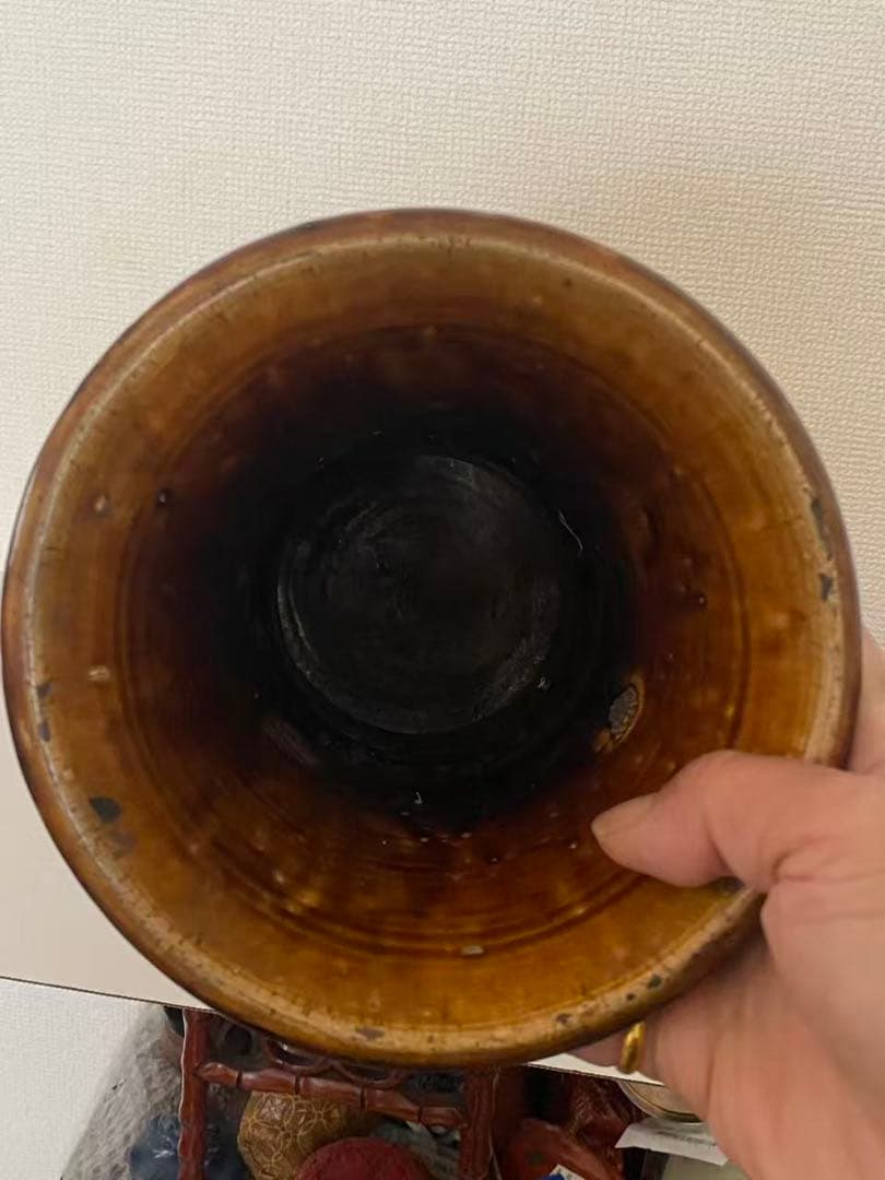 鉄釉花瓶瀬戸？花器 花入れ 花瓶 骨董品