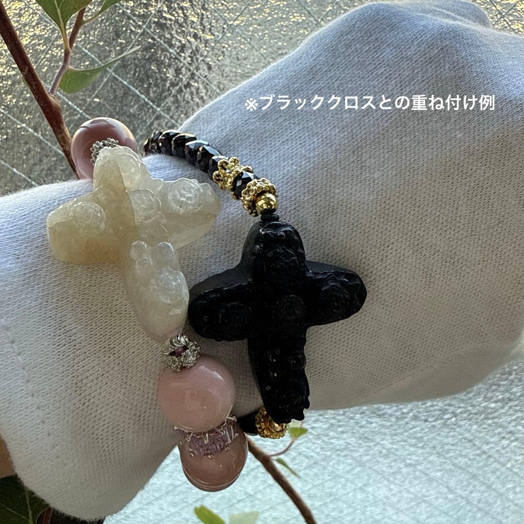 可愛い❢ムーンストーンのクロスとピンクオパールのブレス❥