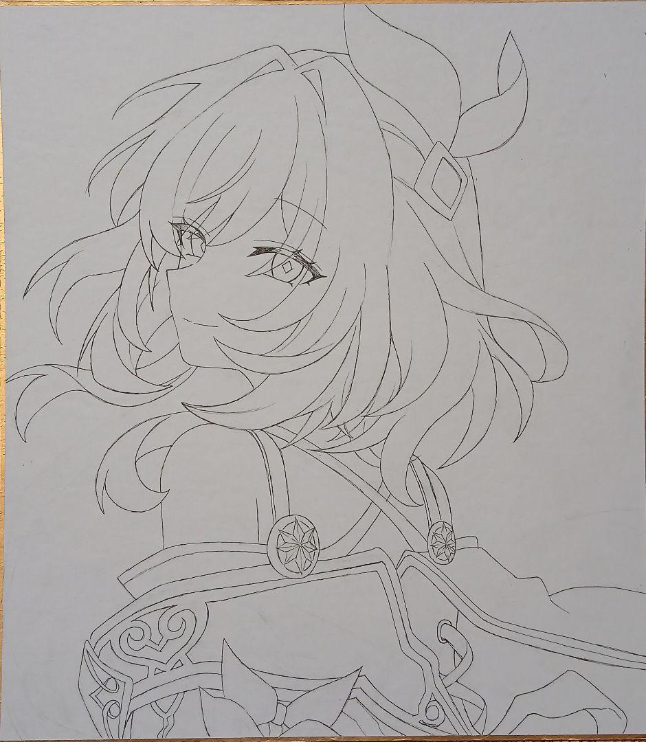 キュレネ　手描きイラスト　特大色紙　崩壊:スターレイル　スタレ　ペン画