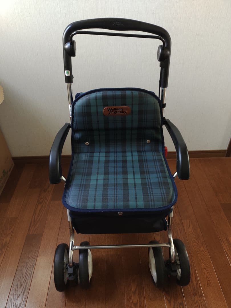 幸和製作所製 チェック柄シルバーカー折りたたみ式