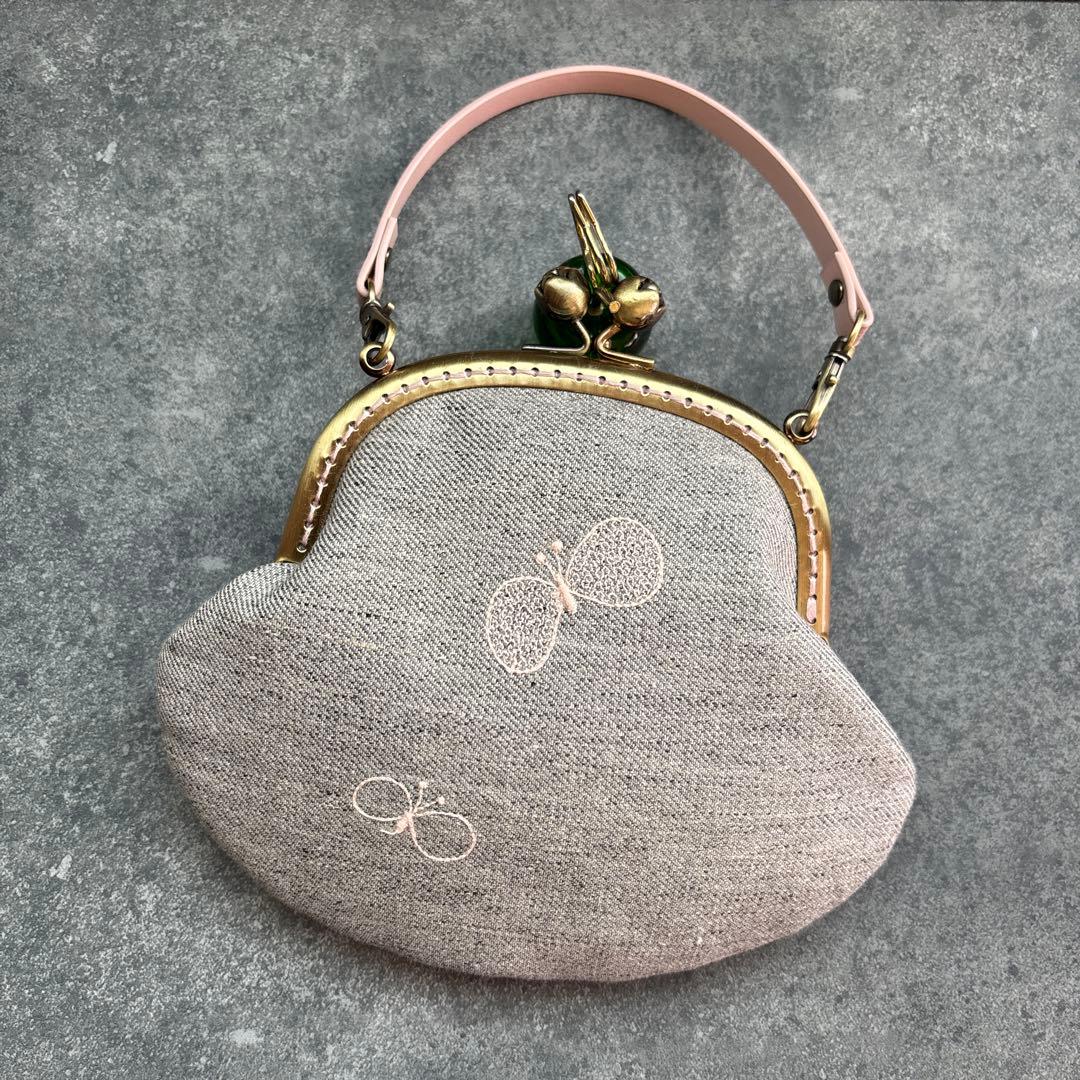 ミナペルホネンchoucho＋noppara がま口ミニミニバッグ　ハンドメイド