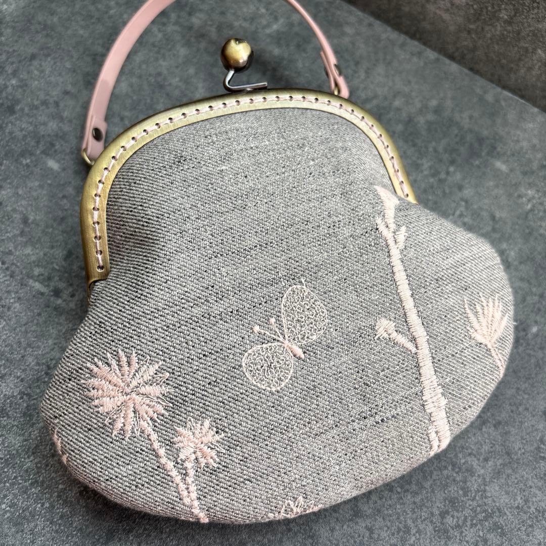 ミナペルホネンchoucho＋noppara がま口ミニミニバッグ　ハンドメイド