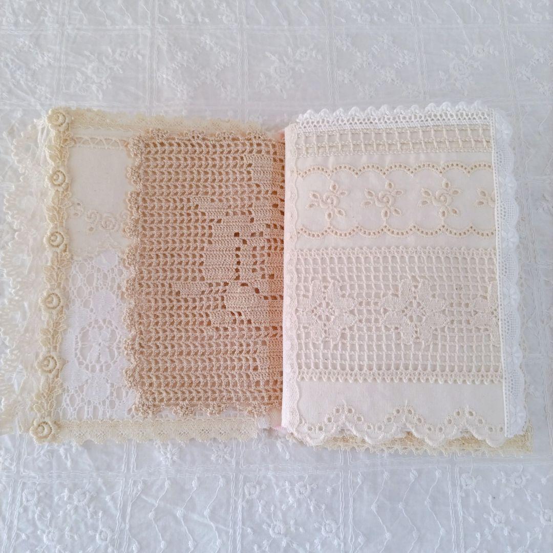 ハンドメイド レースコラージュのファブリックブック