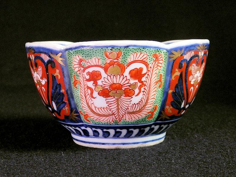 大聖寺伊万里　金襴手　花の図　大振向付 ５客　B234AS-BMv