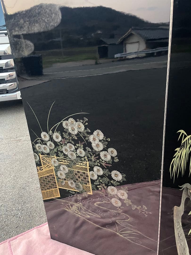 美品　加賀蒔絵師 大下香仙（造）蒔絵屏風　ついたて　衝立　木工芸 漆工芸 漆芸