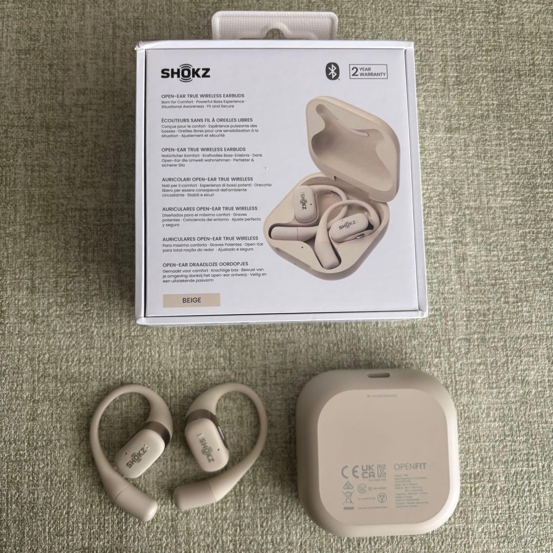 【美品】SHOKZ OPENFIT フルワイヤレスイヤホン ベージュ　防水