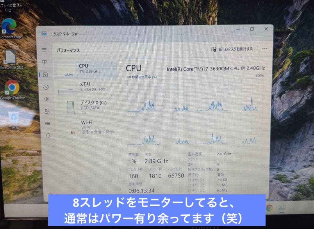 LIFEBOOK AH45/K Core i7換装済 4コア8スレッド！