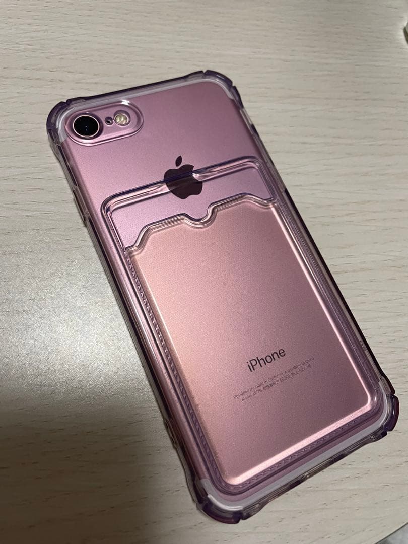 iPhone 7 ローズゴールド ケース付き　バッテリー100% 128GB