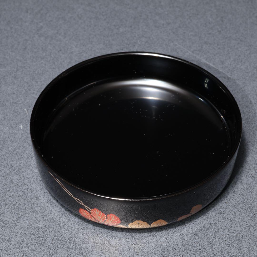 平棗　蔦蒔絵　坂下仙秀　共箱　山中塗　R1693P2