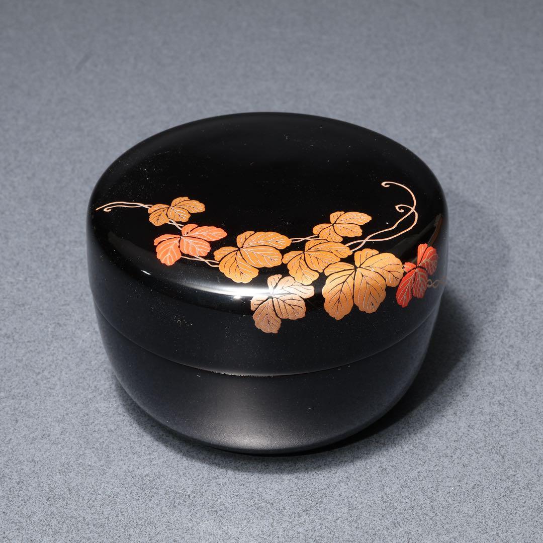 平棗　蔦蒔絵　坂下仙秀　共箱　山中塗　R1693P2