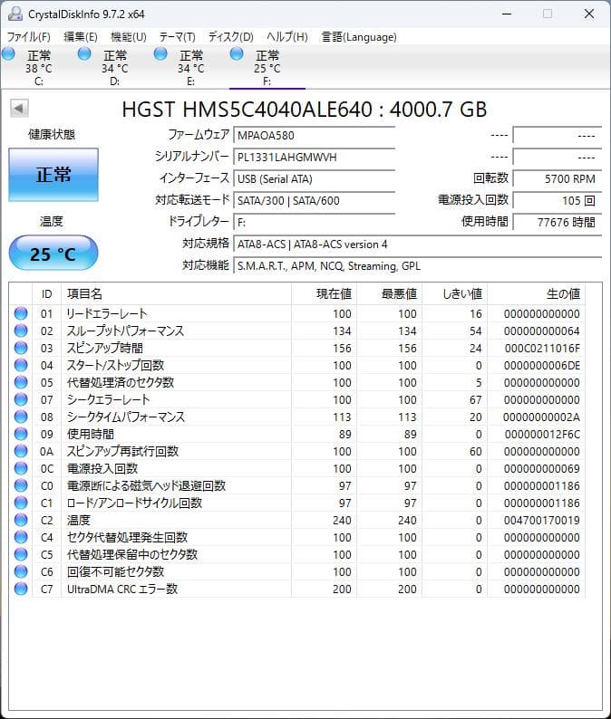 HGST 4TB 3.5インチ HDD SATA 6Gbps
