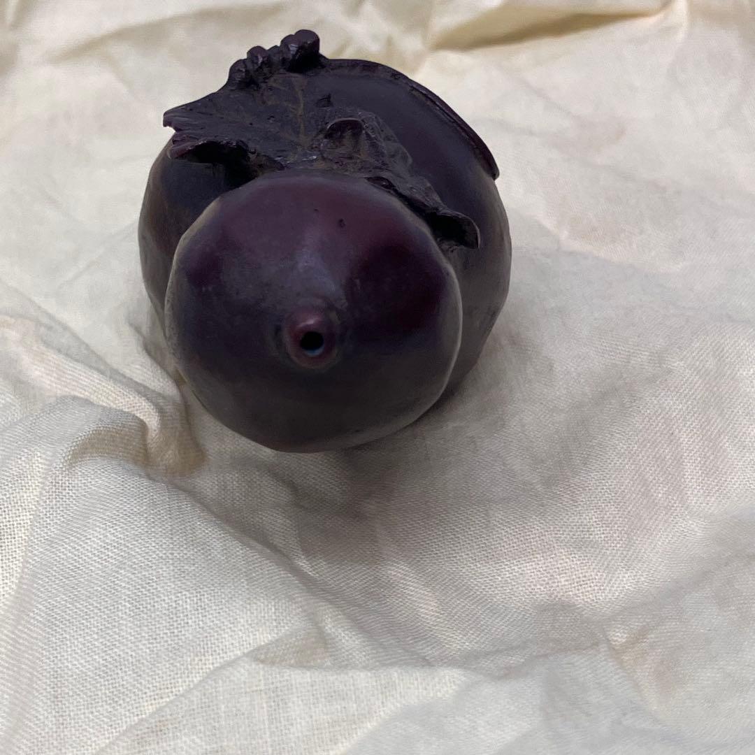 伝統工芸作家 須賀月真 作 蝋型鋳銅「瓢 水滴」共箱・芸歴書付 高岡銅器
