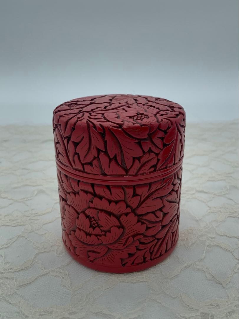 村上木彫推朱　茶筒　伝統工芸品