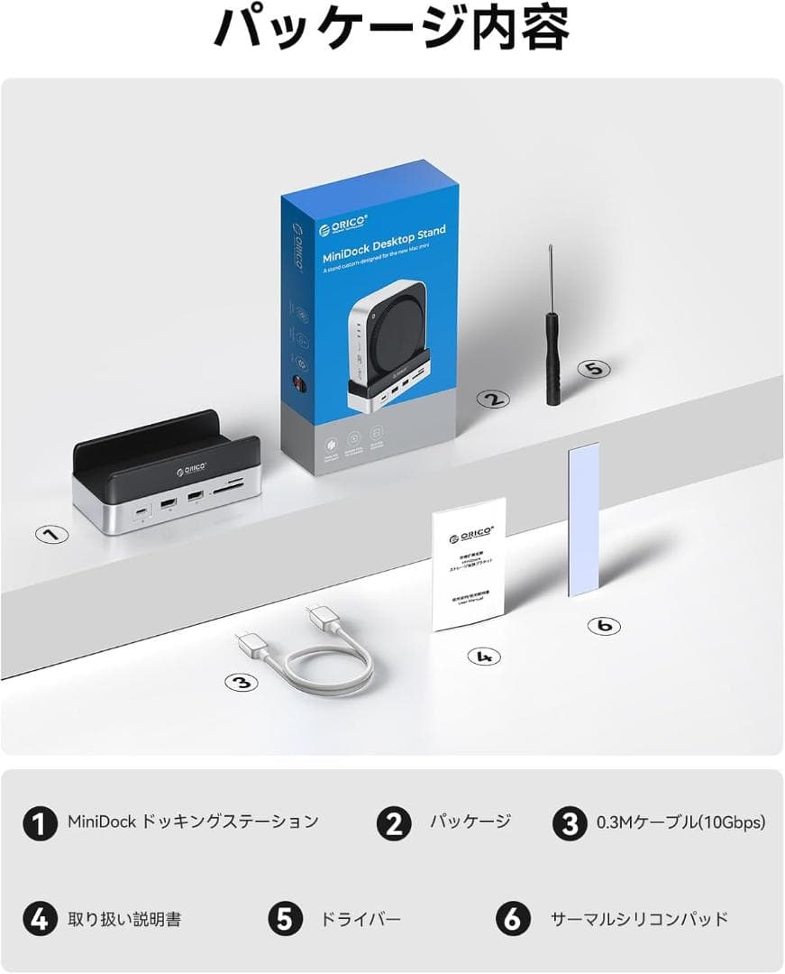 Mac mini M4用ドック 10-IN-1 ハブ 10Gbps高速転送