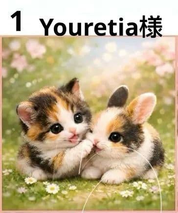 オーダーページ　ハンカチ131 うさぎネコちゃん柄　ハンドメイド3/3