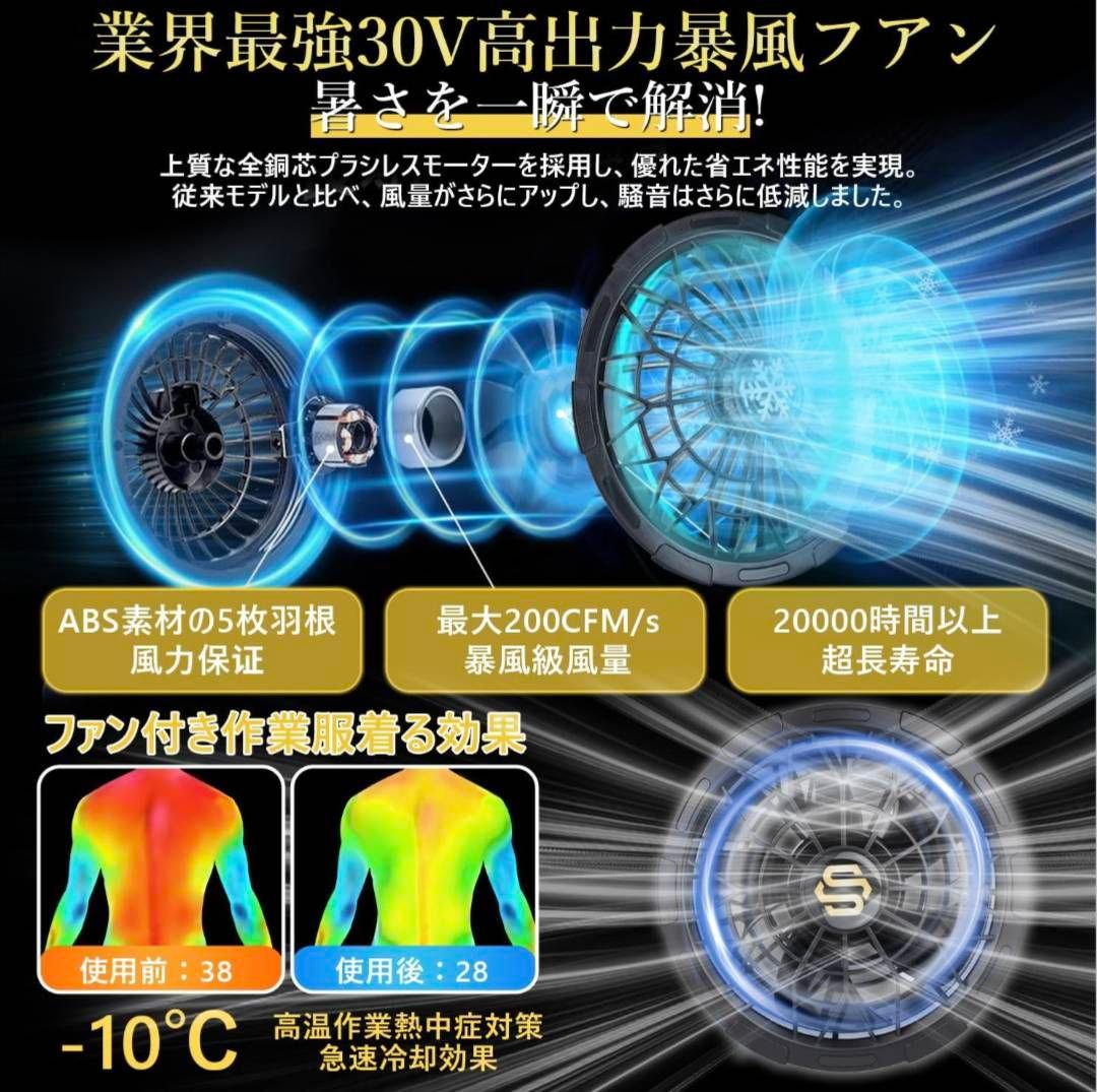 ファンバッテリーセット 熱中症対策 ５段階調整 30V超高出力 空調作業服