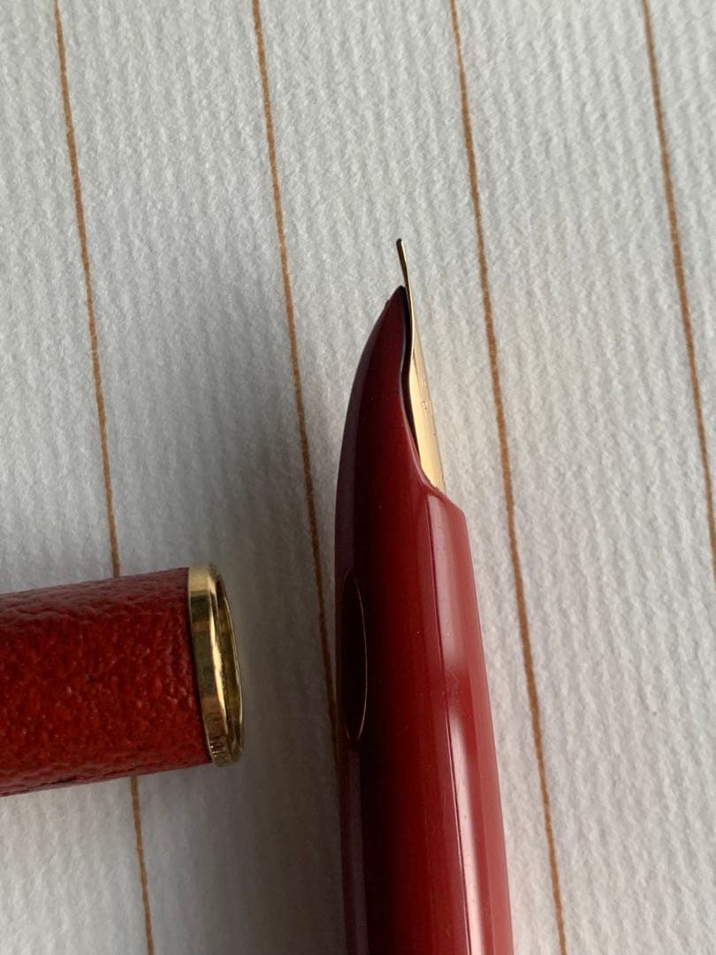 パイロット PILOT 18Kペン先 赤革巻き万年筆