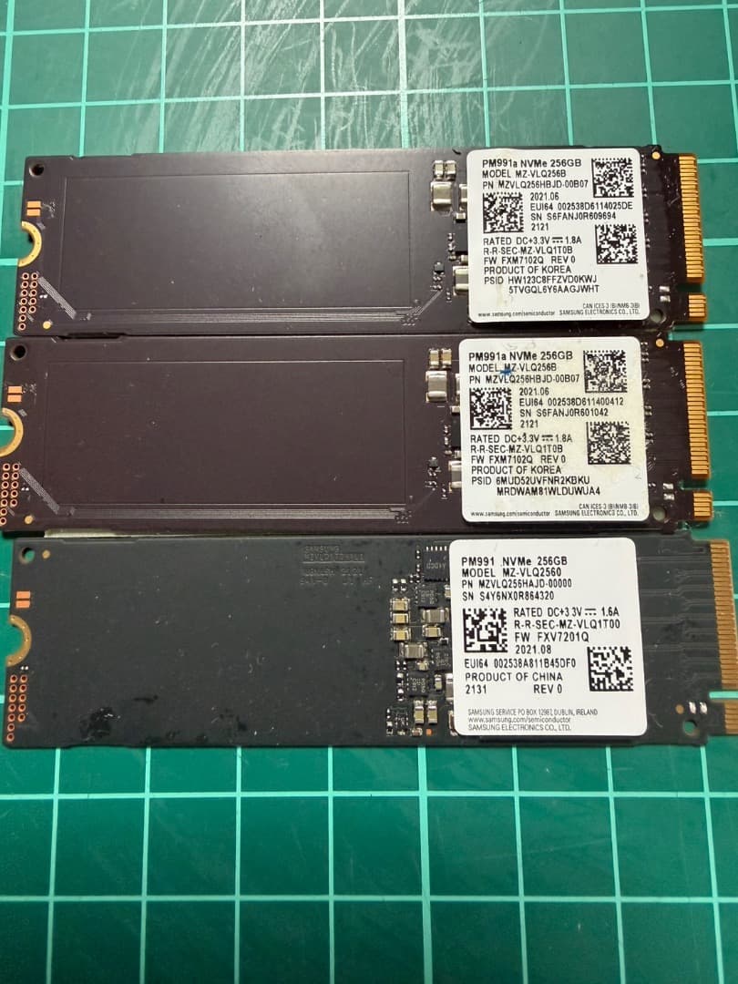 1.Samsung PM991a NVMe SSD 256GB ×3個セット