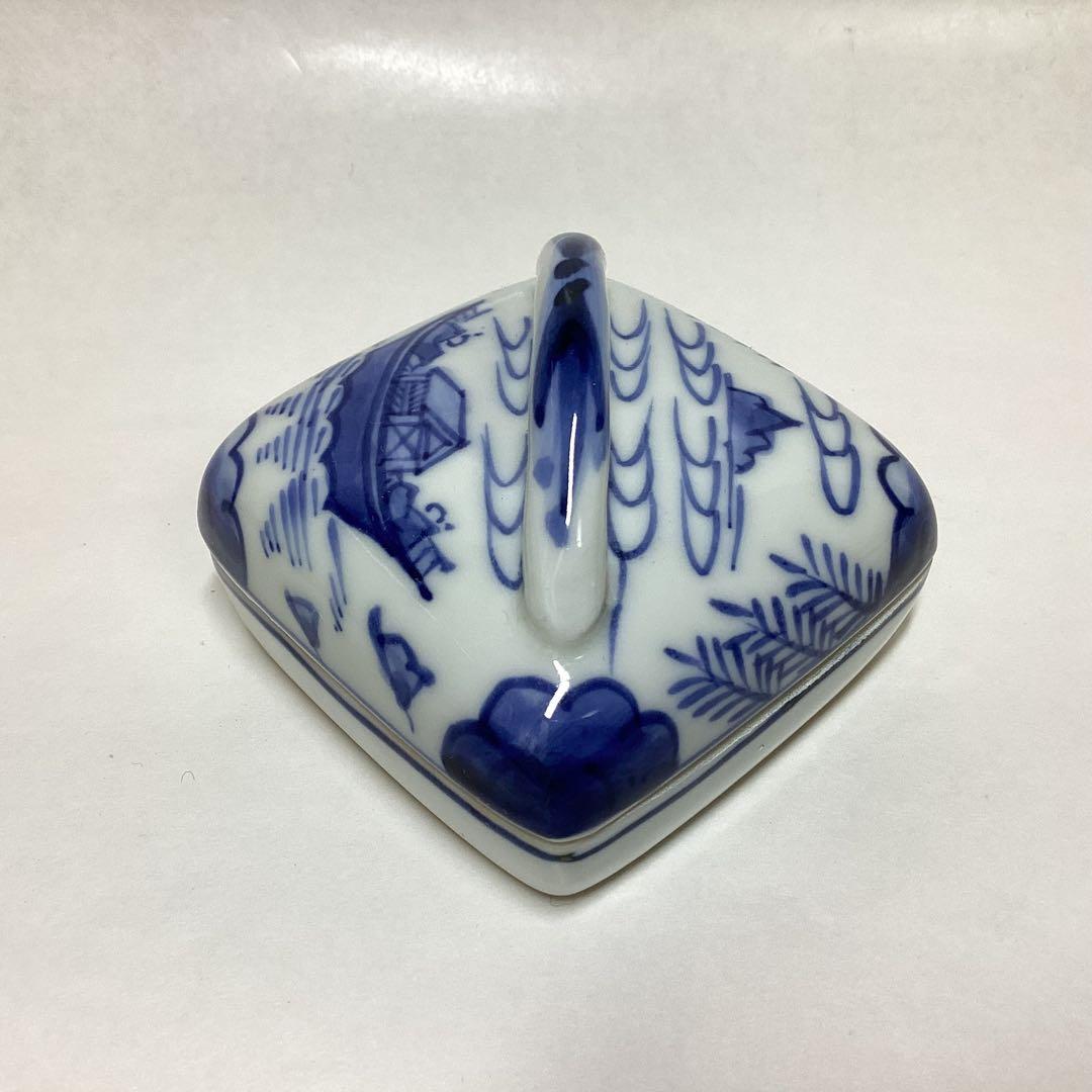 香合 隅田川 染付 御室窯 木箱入 茶道具 古物品