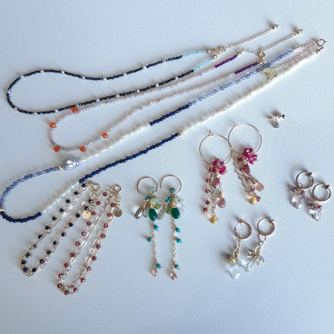 ♡Rina♡14KGFカーネリアン グレーパール ネックレス 2点おまとめ