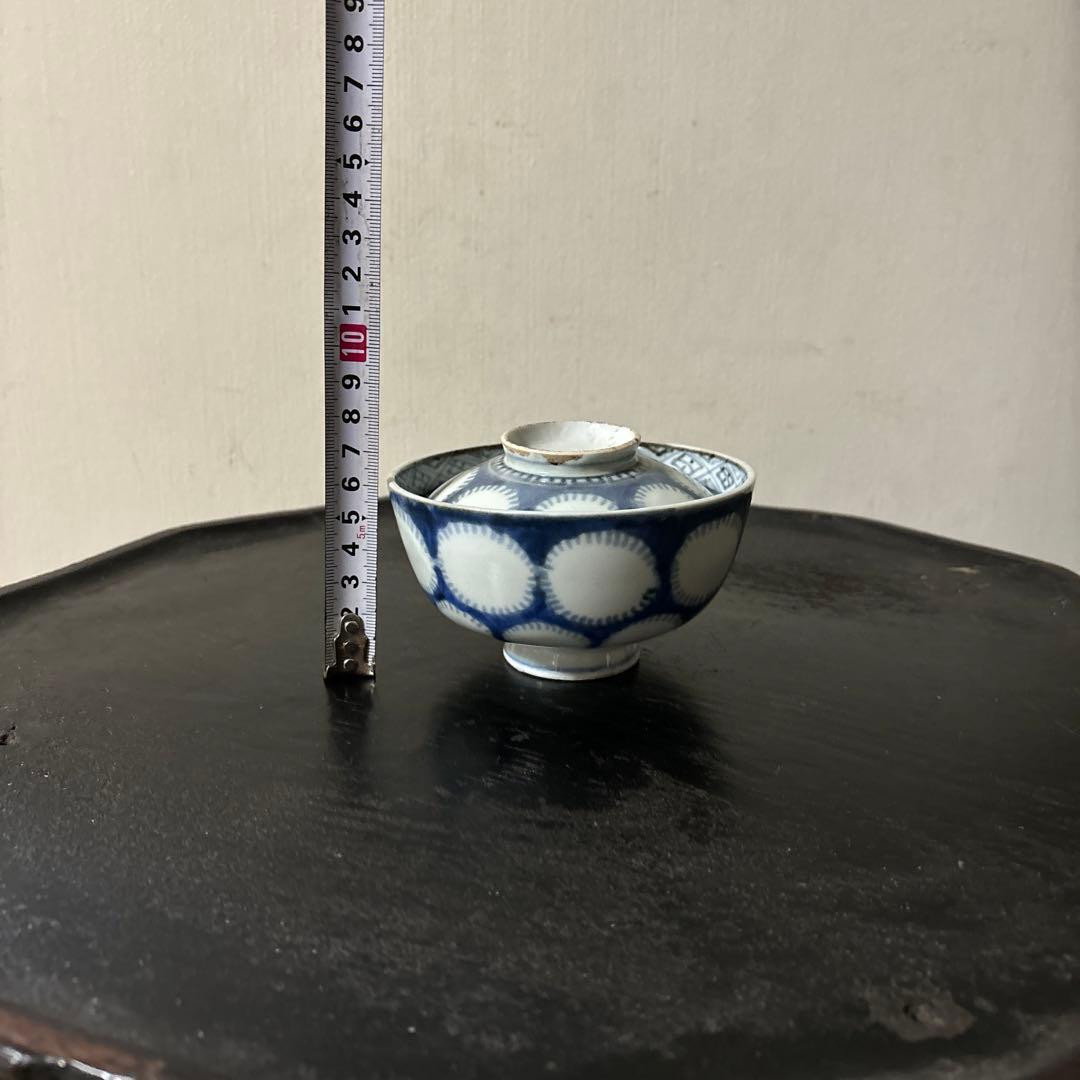 古伊万里　染付雪輪紋の図　蓋茶碗　④検:柳宗悦　民藝　青山二郎　白洲正子　李朝