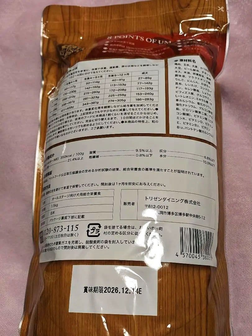 【新品未開封】うまか プレミアムドッグフード 1.5kg　国産