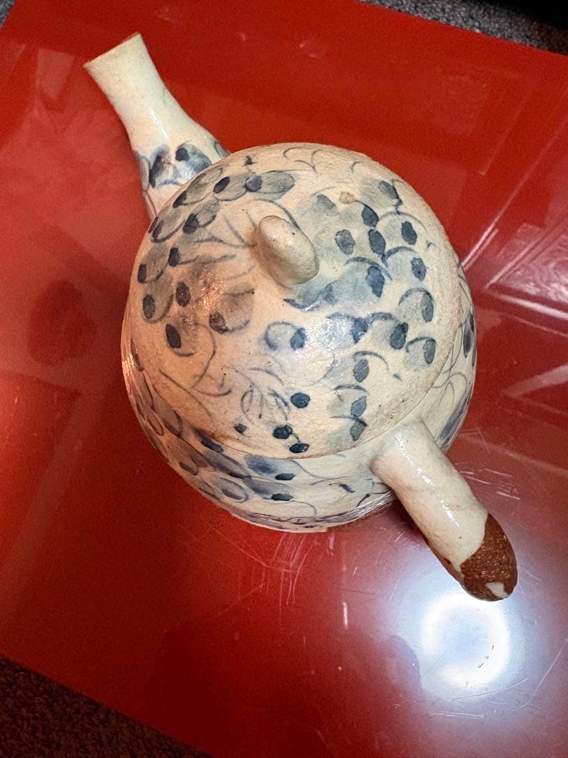 信楽焼 茶道具注水手描き模様の陶器 工芸品、アンティックティポット