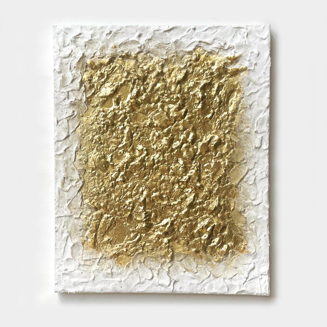 金のテクスチャーアート　アートパネル　絵画　抽象画　インテリア　北欧　白
