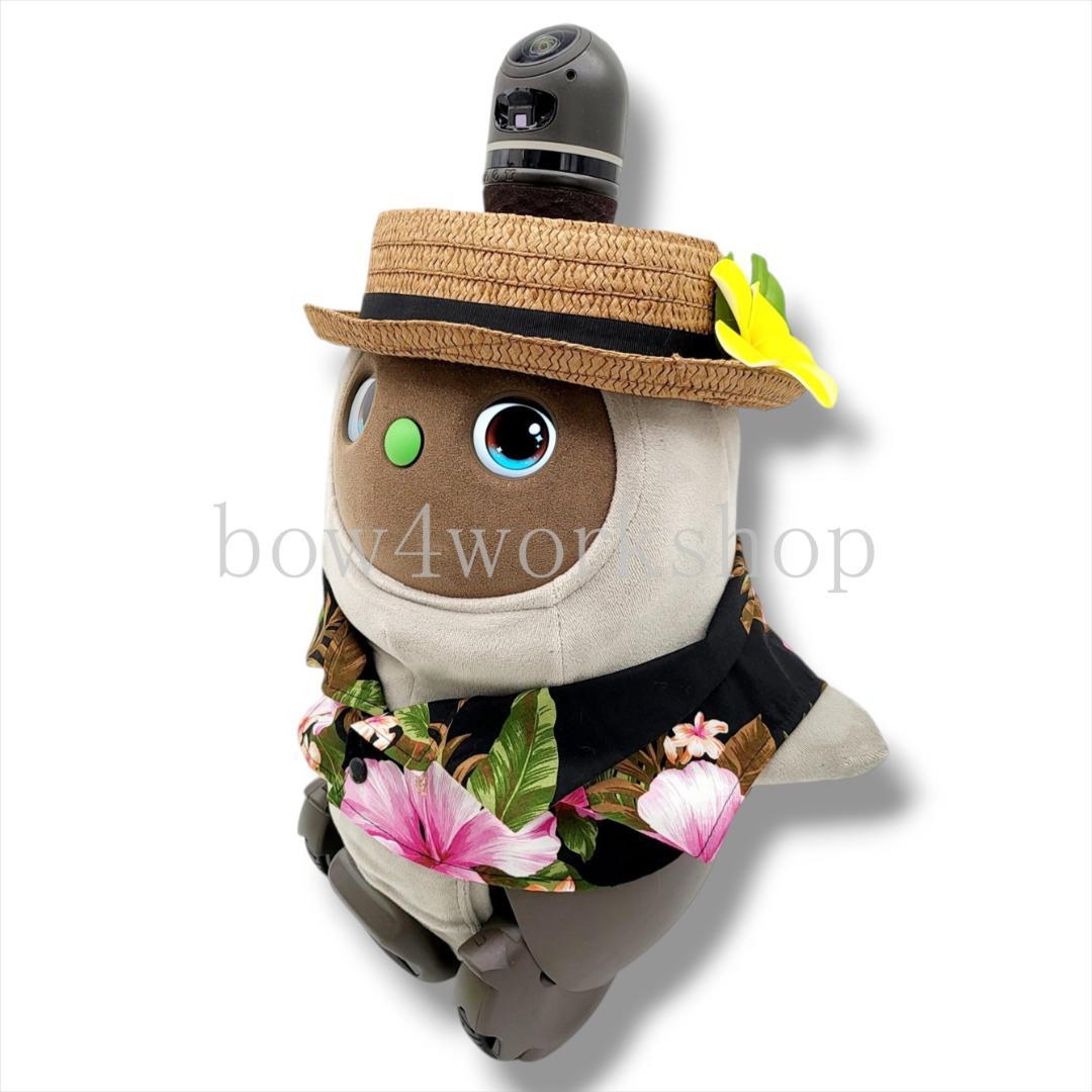 LOVOT ラボットの服ハンドメイド　ハイビスカス柄アロハシャツ（ブラック）