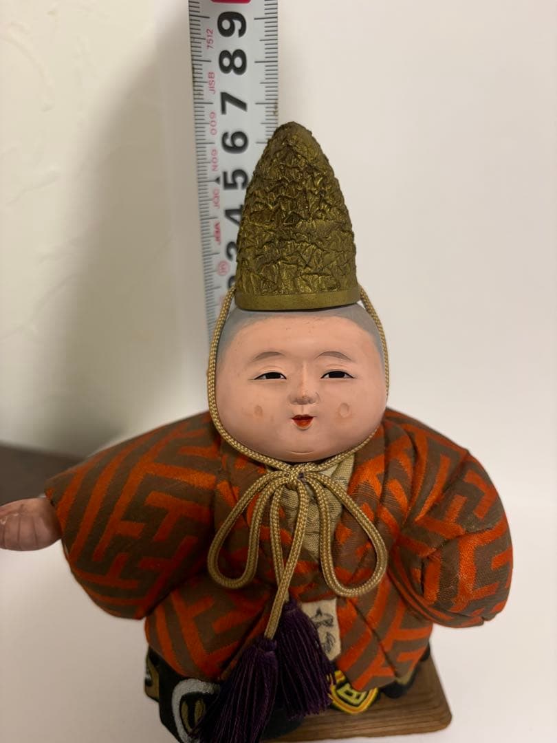 御所人形 木目込み 烏帽子 狩衣姿 高さ約16.5cm 台座付 和人形 現状品
