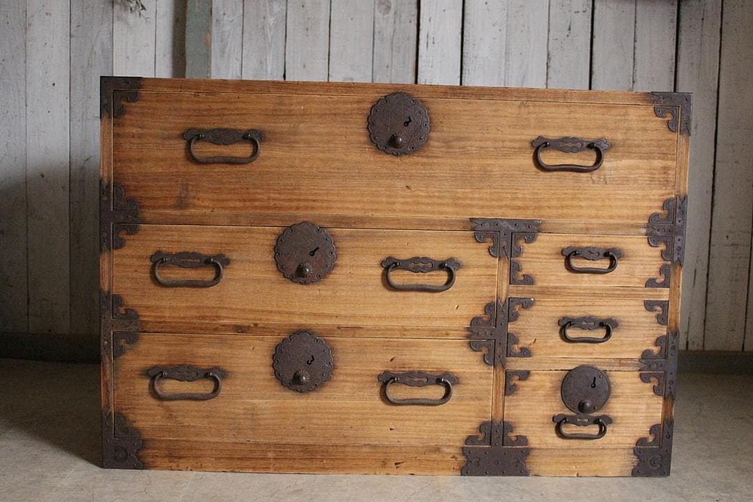 丸金具　庄内箪笥　引き出し6杯　タンス　収納　古家具　古民家　時代家具