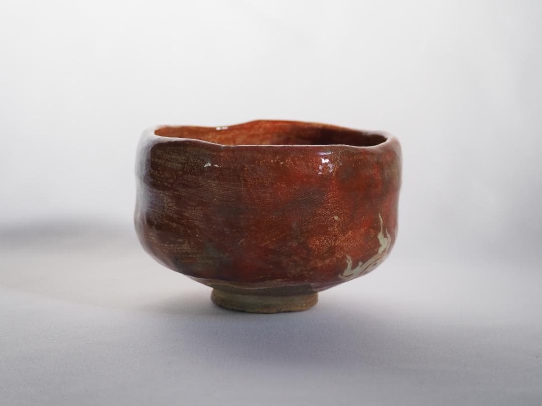 9代樂了入造『宝珠絵赤茶碗』（共箱）千家十職