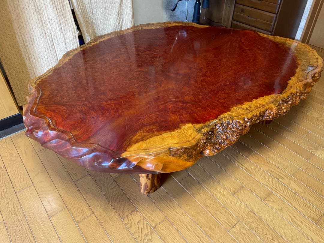 花梨　かりん一枚板テーブル座卓 赤茶色　銘木一枚板160×120㎝
