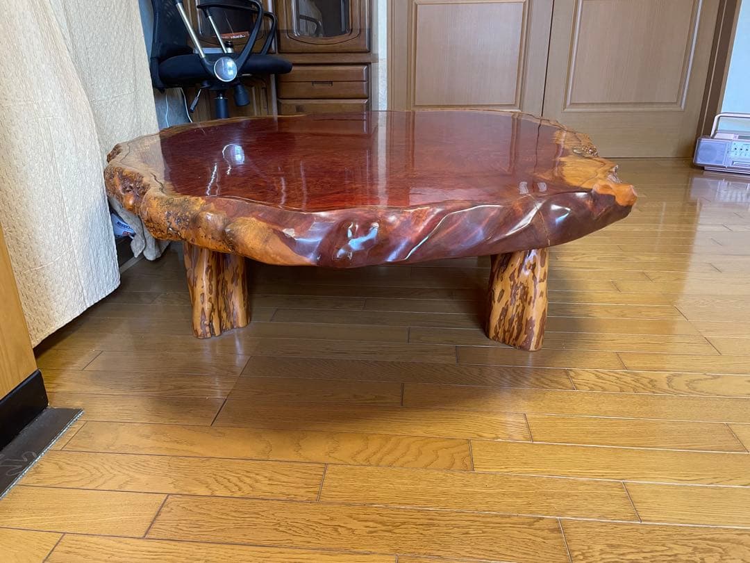 花梨　かりん一枚板テーブル座卓 赤茶色　銘木一枚板160×120㎝
