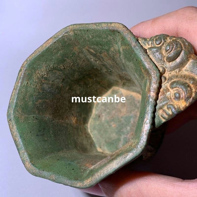 銅製 浮彫楽人物八菱杯 装飾品 現代工芸品 置物