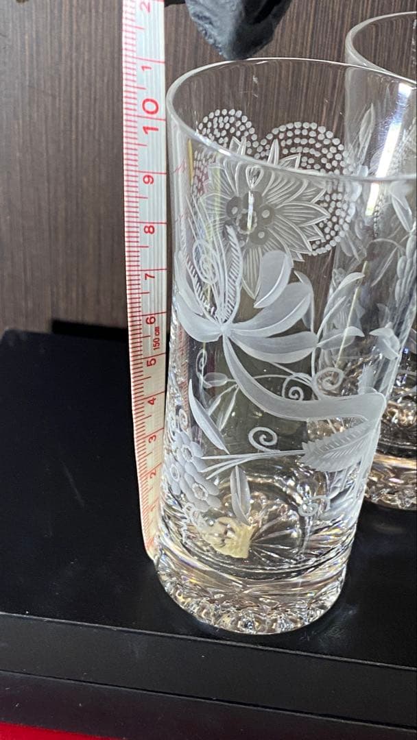 終売品・カガミクリスタルグラス・皇室献上品・菊の紋　ペア2客セット