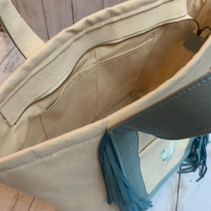 オーダー受付中*. 水色 トートバッグ フリンジトート ミニトート